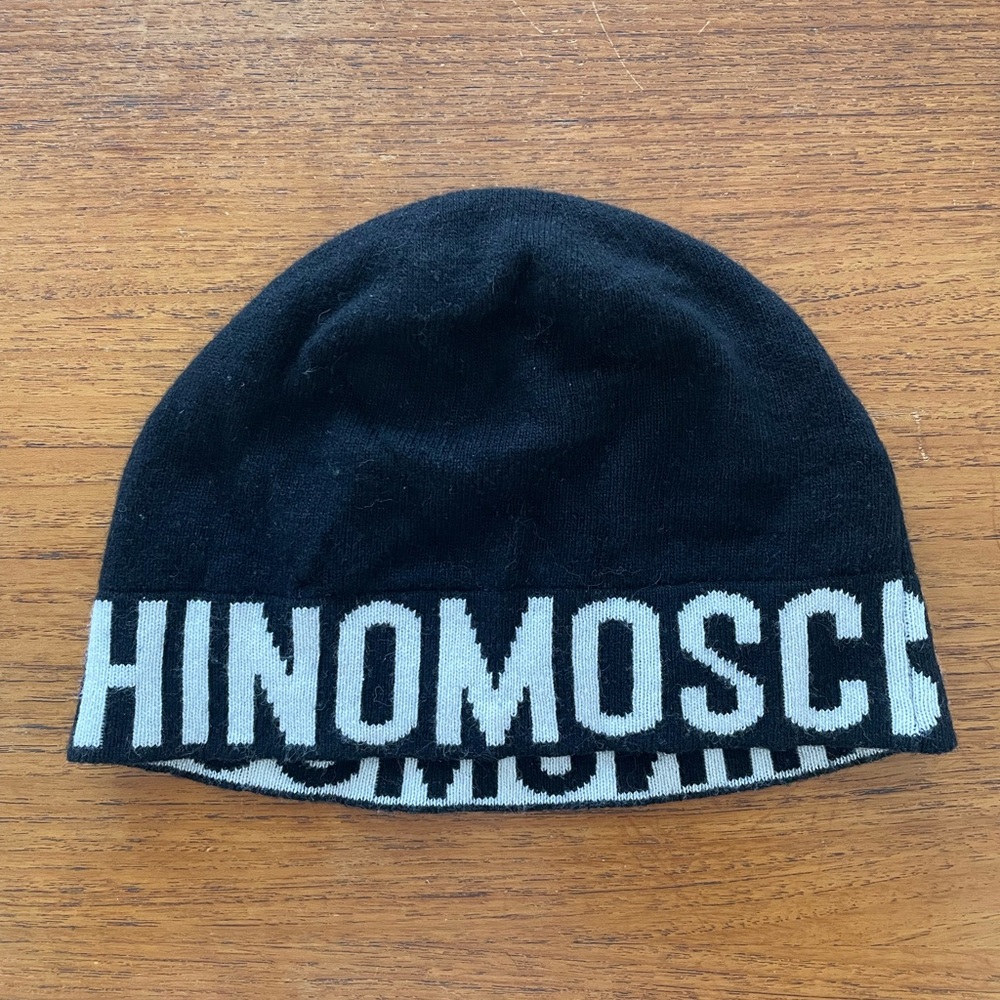 MOSCHINO Wool Blend Repeating Logo Beanie